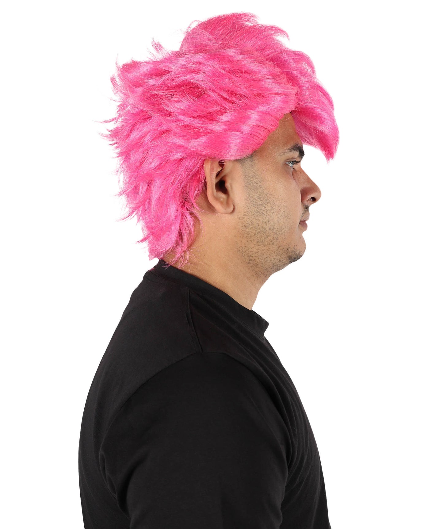 Wigs2you H-7098 大人男性用ショートスパイクピンクウィッグ｜アニメ風ボリュームヘアスタイル｜ステージ、パーティー、ロールプレイに最適な調節可能なフィット感
