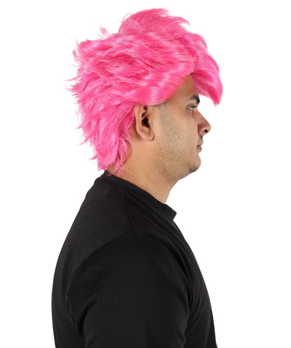 Wigs2you H-7098 大人男性用ショートスパイクピンクウィッグ｜アニメ風ボリュームヘアスタイル｜ステージ、パーティー、ロールプレイに最適な調節可能なフィット感