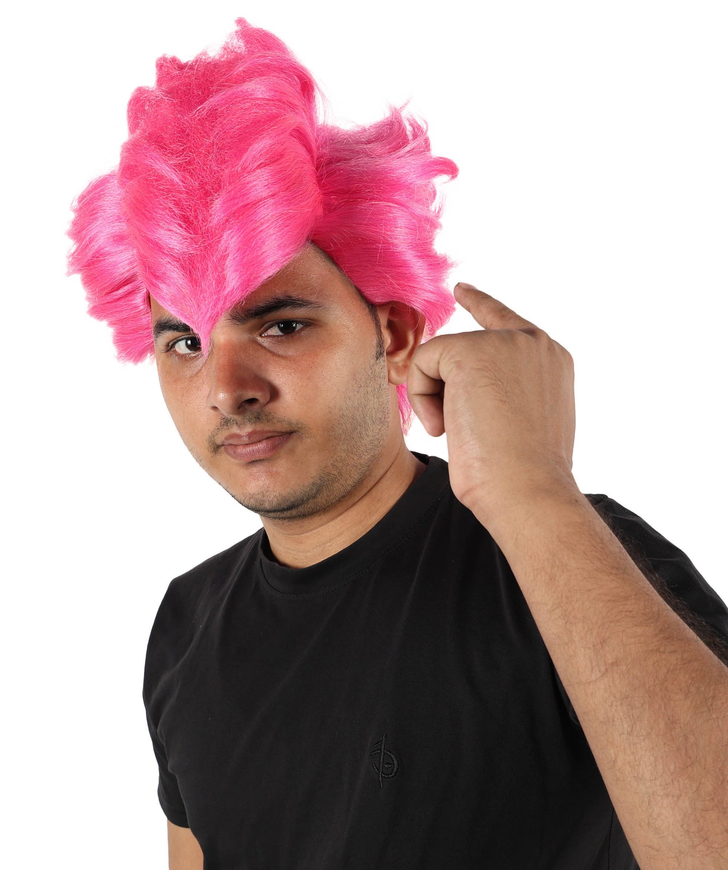 Wigs2you H-7098 大人男性用ショートスパイクピンクウィッグ｜アニメ風ボリュームヘアスタイル｜ステージ、パーティー、ロールプレイに最適な調節可能なフィット感