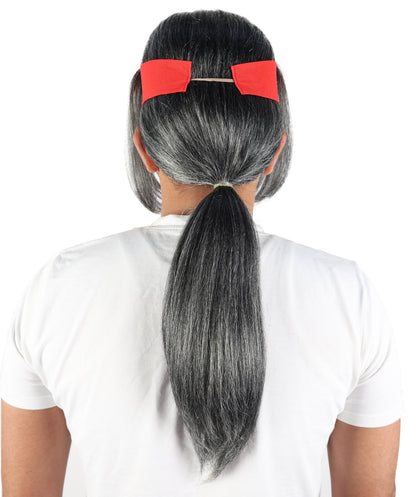 Wigs2you H-7099 大人男性用黒白ウィッグ｜調節可能なロング合成ヘアピース｜コスプレ、舞台、パーティー、テーマイベントに最適