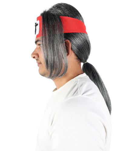 Wigs2you H-7099 大人男性用黒白ウィッグ｜調節可能なロング合成ヘアピース｜コスプレ、舞台、パーティー、テーマイベントに最適
