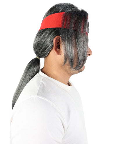 Wigs2you H-7099 大人男性用黒白ウィッグ｜調節可能なロング合成ヘアピース｜コスプレ、舞台、パーティー、テーマイベントに最適
