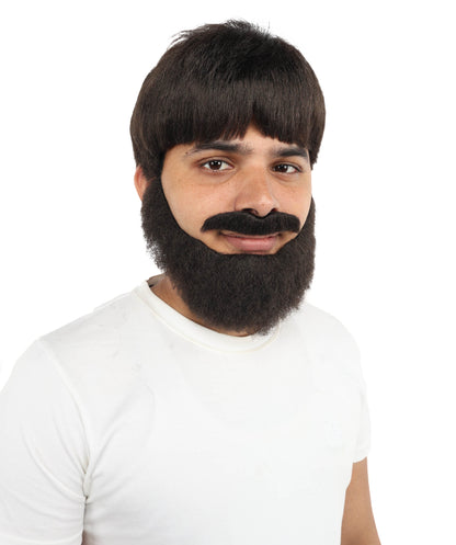 Wigs2you H-7100 大人男性用スコットランド人俳優風ウィッグ、あごひげ、口ひげセット｜ダークブラウンウィッグ｜ステージ、コスプレ、イベントに最適なサイズ調整可能