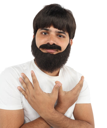 Wigs2you H-7100 大人男性用スコットランド人俳優風ウィッグ、あごひげ、口ひげセット｜ダークブラウンウィッグ｜ステージ、コスプレ、イベントに最適なサイズ調整可能