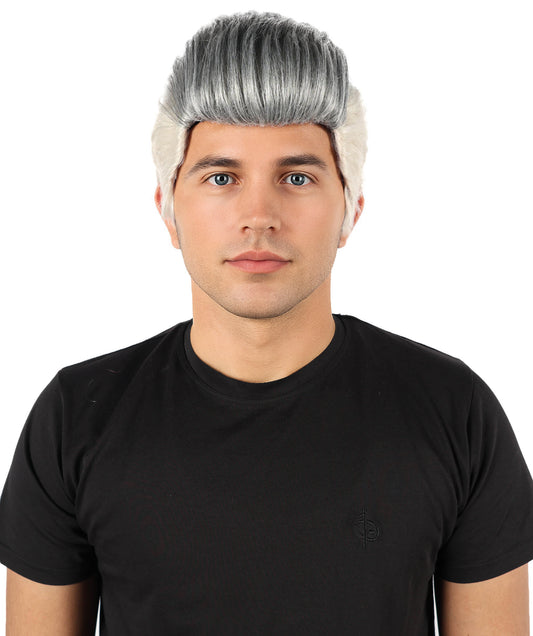 Wigs2you H-7101 大人男性用ポンパドール風ダークグレーウィッグ｜ロールプレイ、舞台公演、ハロウィンイベントに最適なクラシックレトロショートヘア