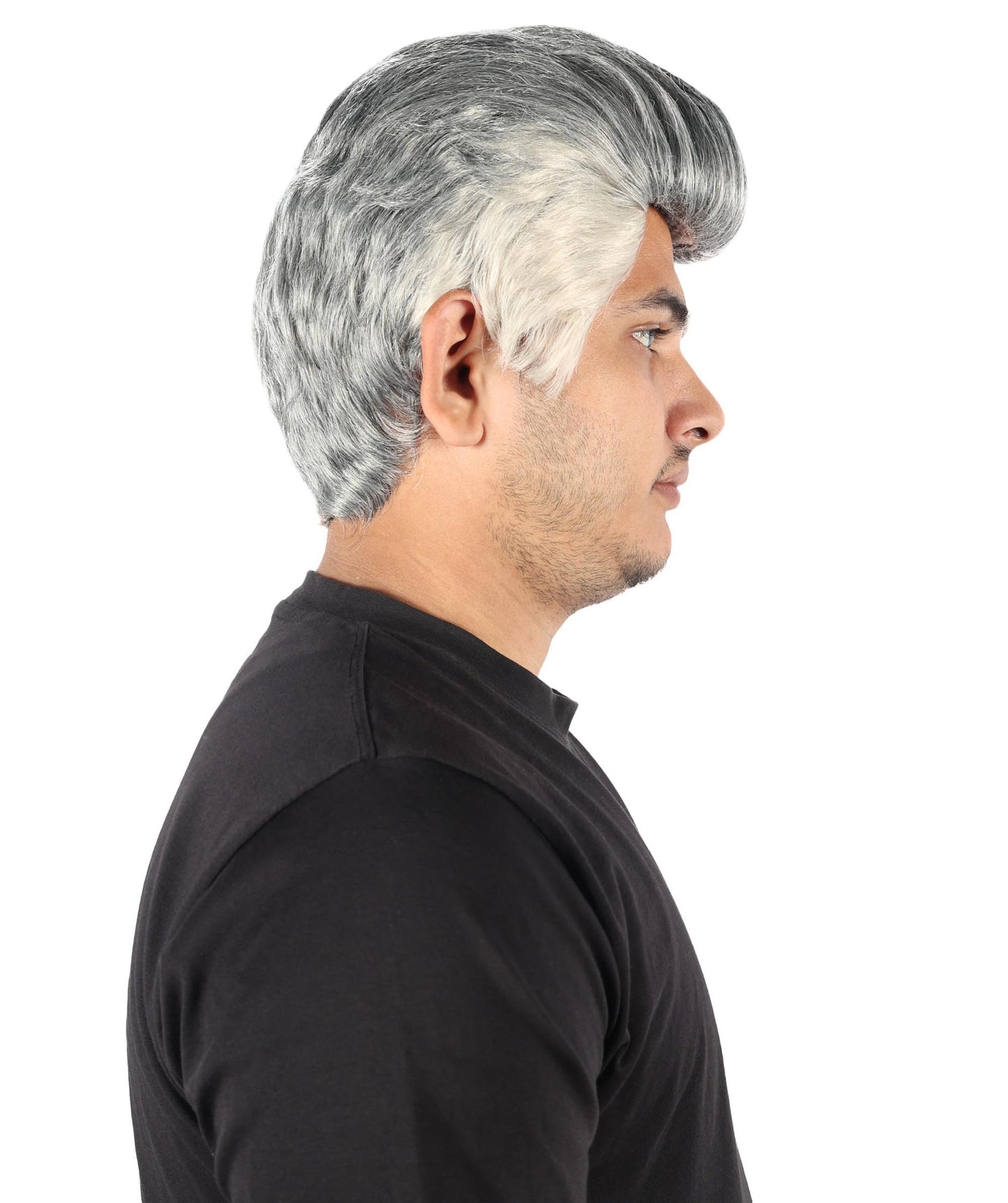 Wigs2you H-7101 大人男性用ポンパドール風ダークグレーウィッグ｜ロールプレイ、舞台公演、ハロウィンイベントに最適なクラシックレトロショートヘア