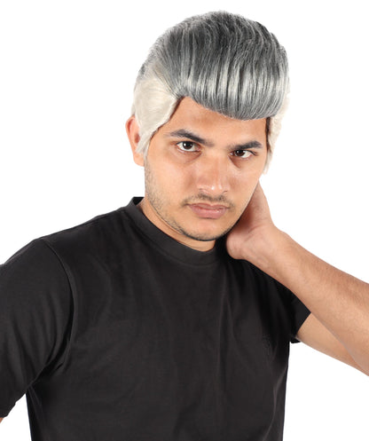 Wigs2you H-7101 大人男性用ポンパドール風ダークグレーウィッグ｜ロールプレイ、舞台公演、ハロウィンイベントに最適なクラシックレトロショートヘア