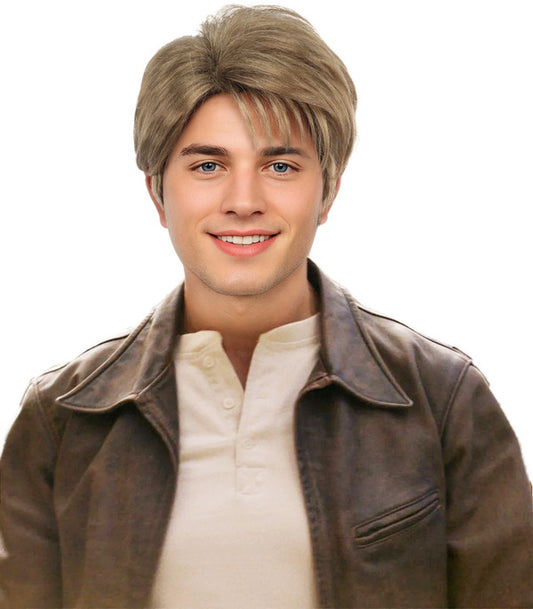 Wigs2you H-7102 大人用ショートブラウンポンパドールメンズウィッグ｜自然な質感の合成毛｜コスプレ、ハロウィン、ロールプレイに最適