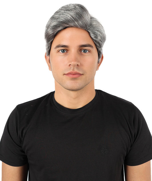 Wigs2you H-7103 大人用ポンパドールスタイルメンズウィッグ｜コスプレ、ハロウィン、テーマイベント、舞台公演に最適な、短めのダークグレー合成毛髪ピース