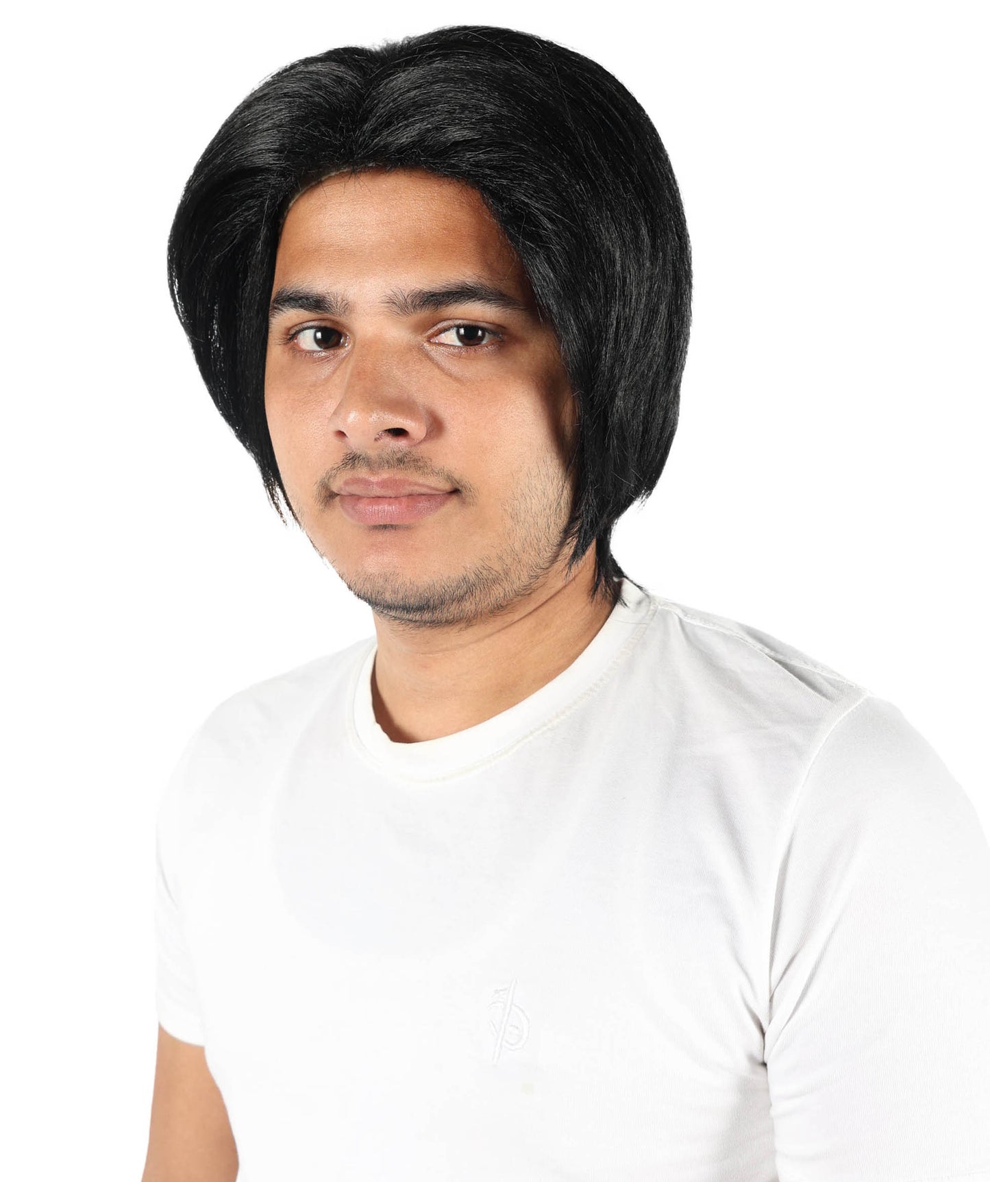 Wigs2you H-7104 大人男性用クラシックショートレイヤードブラックウィッグ｜リアルな質感の合成繊維ヘアピース｜ステージや普段使いに最適な軽量ウィッグ