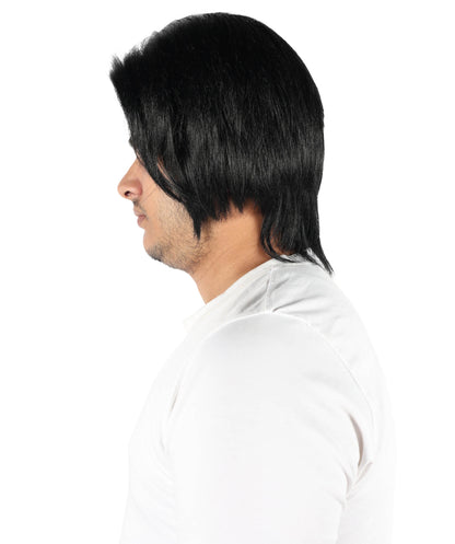 Wigs2you H-7104 大人男性用クラシックショートレイヤードブラックウィッグ｜リアルな質感の合成繊維ヘアピース｜ステージや普段使いに最適な軽量ウィッグ