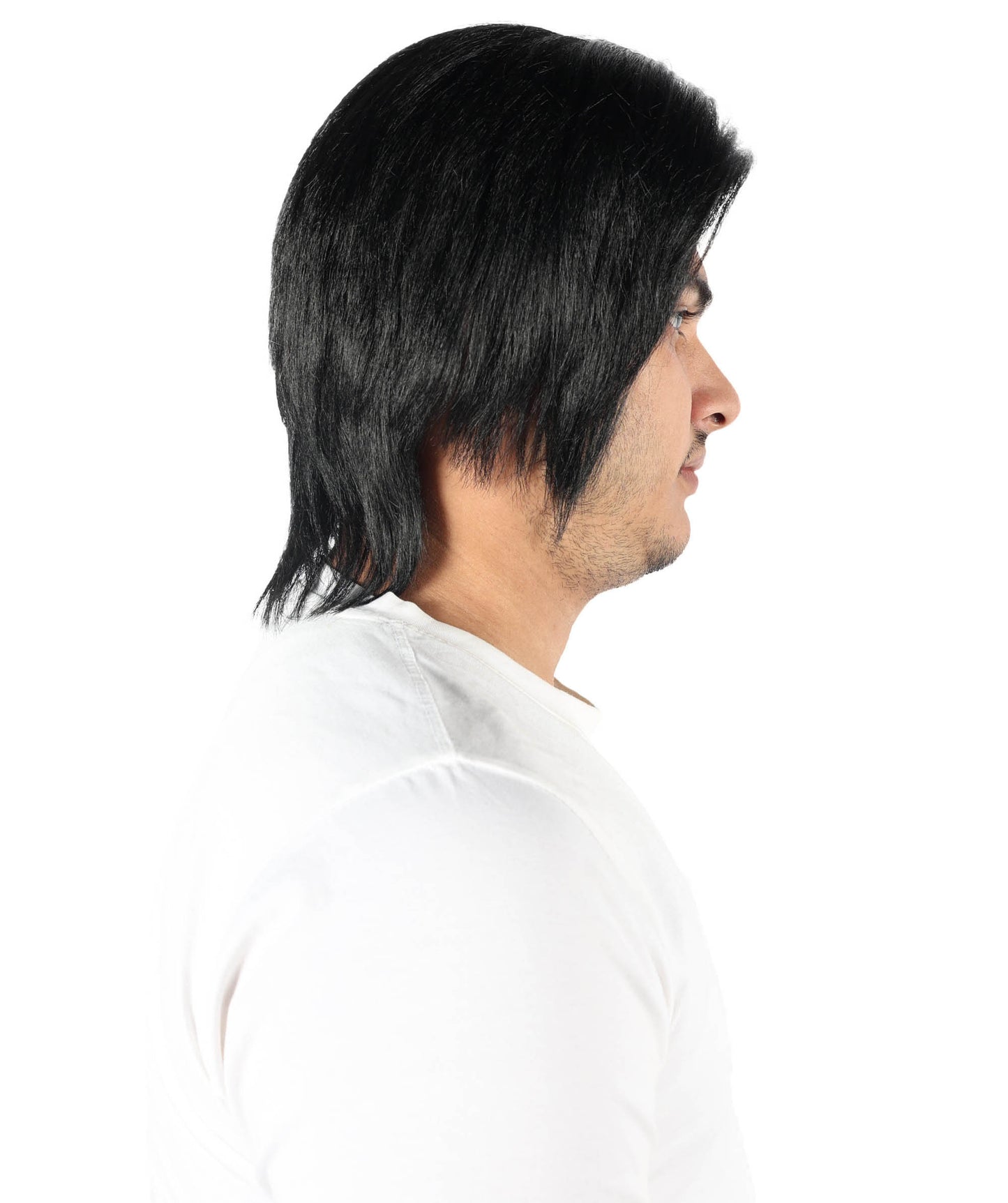 Wigs2you H-7104 大人男性用クラシックショートレイヤードブラックウィッグ｜リアルな質感の合成繊維ヘアピース｜ステージや普段使いに最適な軽量ウィッグ
