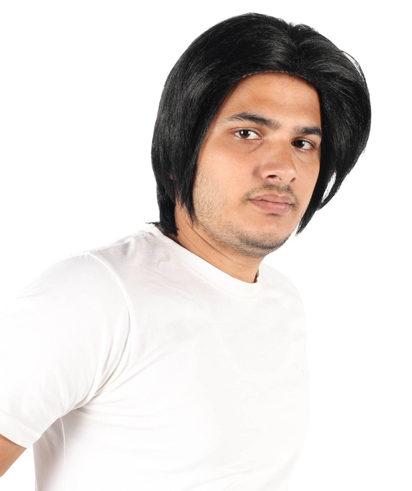 Wigs2you H-7104 大人男性用クラシックショートレイヤードブラックウィッグ｜リアルな質感の合成繊維ヘアピース｜ステージや普段使いに最適な軽量ウィッグ