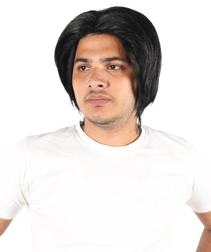 Wigs2you H-7104 大人男性用クラシックショートレイヤードブラックウィッグ｜リアルな質感の合成繊維ヘアピース｜ステージや普段使いに最適な軽量ウィッグ