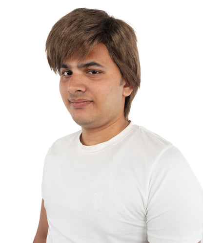 Wigs2you H-7108 大人男性用クラシックボウルカットウィッグ｜ショートブラウン合成毛ウィッグ｜ハロウィンやロールプレイ用のレトロ80年代コスプレ＆アクセサリー