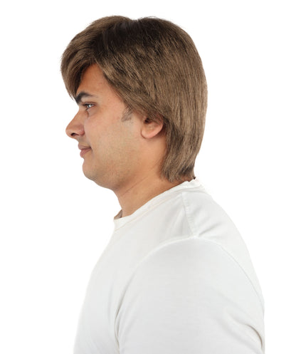 Wigs2you H-7108 大人男性用クラシックボウルカットウィッグ｜ショートブラウン合成毛ウィッグ｜ハロウィンやロールプレイ用のレトロ80年代コスプレ＆アクセサリー