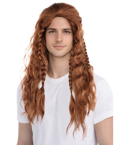 Wigs2you H-7109 大人男性用ロングウェーブ銅ウィッグ｜合成毛｜コスプレ、ハロウィン、パーティーイベントに最適なナチュラルレイヤードスタイル