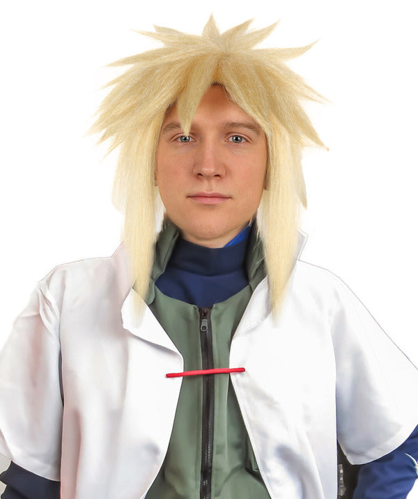 Wigs2you H-7112 大人男性用アニメ風ブロンドふわふわコスプレウィッグ｜ハロウィン、カーニバル、ロールプレイパーティーに最適なスパイクレイヤードヘアピース