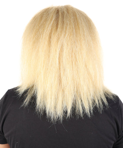 Wigs2you H-7114 大人男性用ストレートブロンドロッカーウィッグ｜80年代スタイル、肩までの長さ、前髪付き｜コスプレやテーマパーティーに最適な通気性の良いキャップレスキャップ