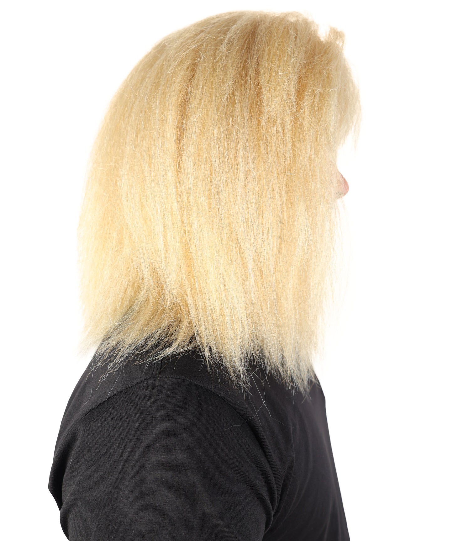 Wigs2you H-7114 大人男性用ストレートブロンドロッカーウィッグ｜80年代スタイル、肩までの長さ、前髪付き｜コスプレやテーマパーティーに最適な通気性の良いキャップレスキャップ