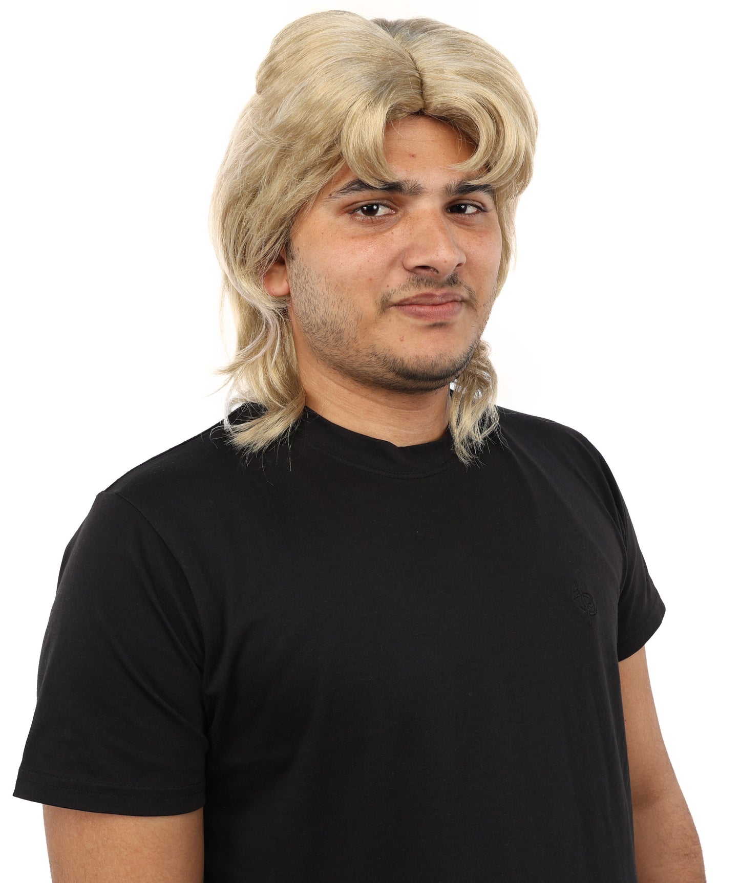 Wigs2you H-7117 大人男性用ブロンド80年代マレットウィッグ - レイヤードスタイルと流れるようなバックが特徴のロッカー風レトロヘアピース | コスプレ、ハロウィン、80年代パーティー、ロールプレイに最適