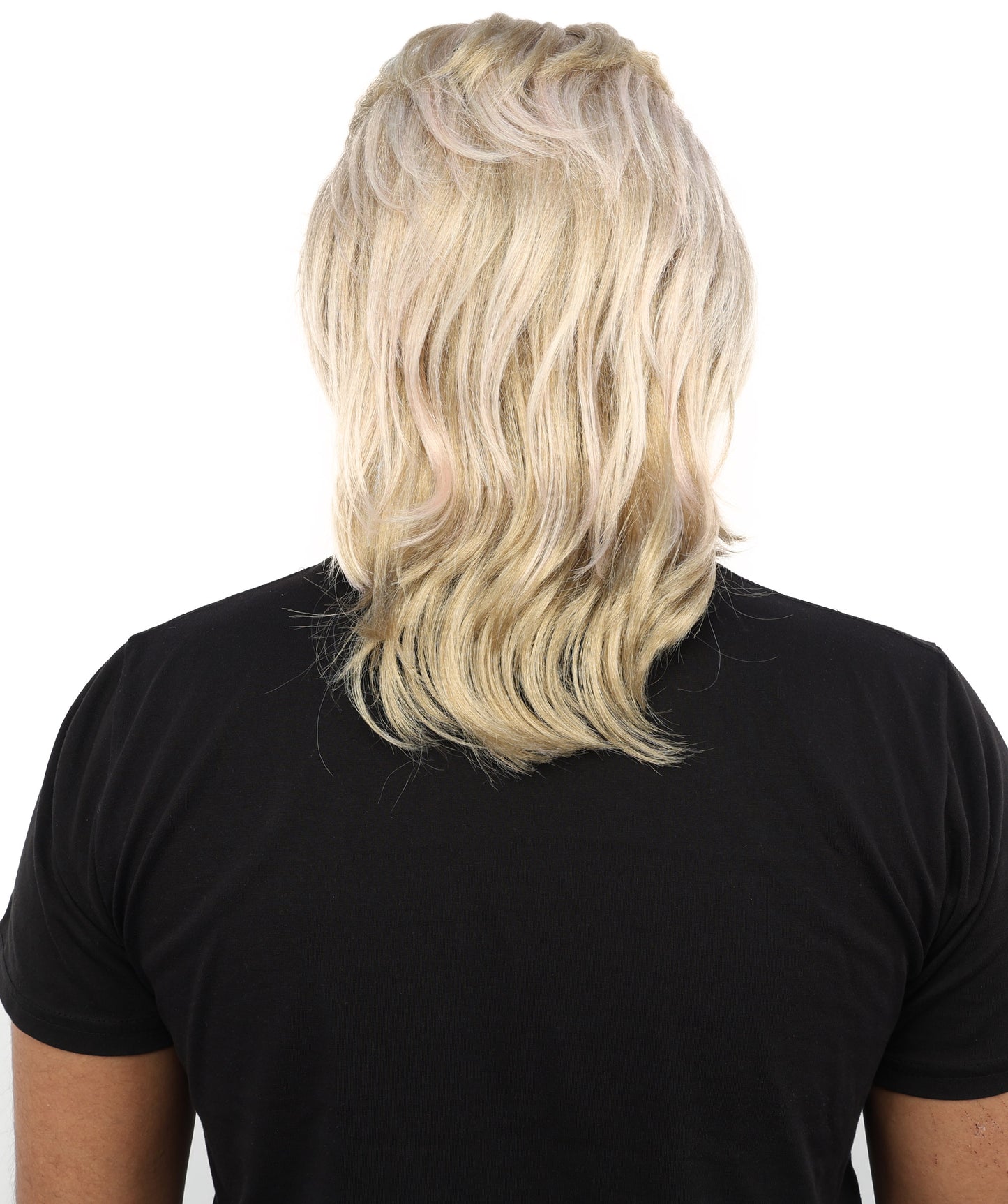 Wigs2you H-7117 大人男性用ブロンド80年代マレットウィッグ - レイヤードスタイルと流れるようなバックが特徴のロッカー風レトロヘアピース | コスプレ、ハロウィン、80年代パーティー、ロールプレイに最適