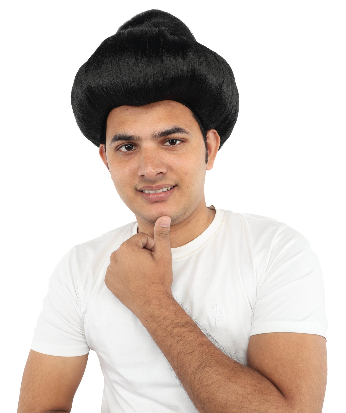 Wigs2you H-7118 中国古代男性用ショートウィッグ｜黒の伝統的なヘアピース（お団子ヘア付き）｜歴史上の戦士のコスプレアクセサリー