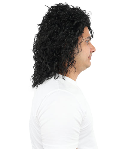 Wigs2you H-7121 大人男性用 ブラック ポップスター カーリーウィッグ – 自然な質感のショートヘア | コスプレ、ステージパフォーマンス、テーマパーティー、写真撮影、レトロキャラクターのルックスに最適