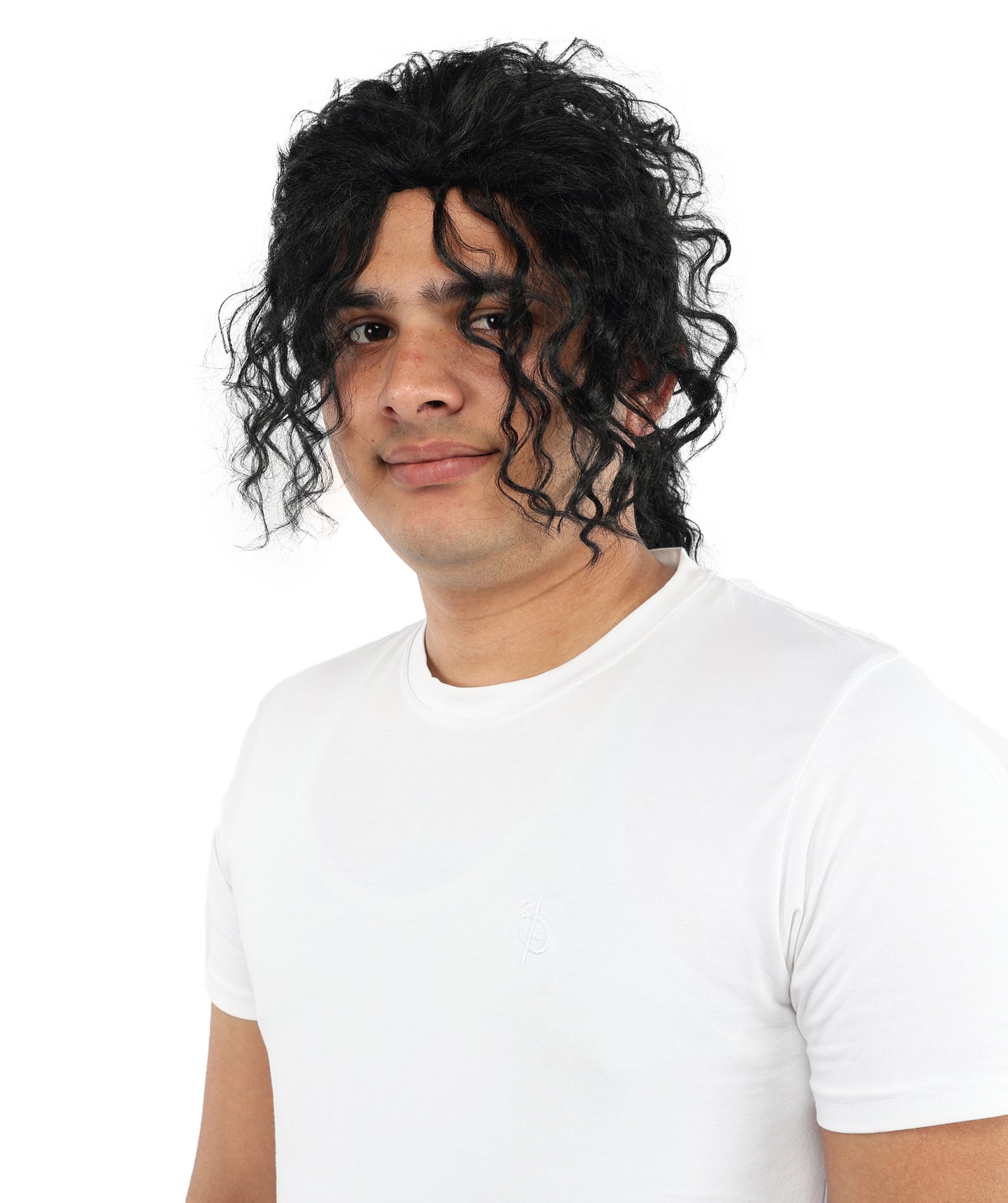 Wigs2you H-7122 大人男性用 ブラック ポップスター ミディアム カール ウィッグ - 自然な質感の合成毛 | コスプレ、ステージパフォーマンス、レトロテーマパーティーでよく使用されます