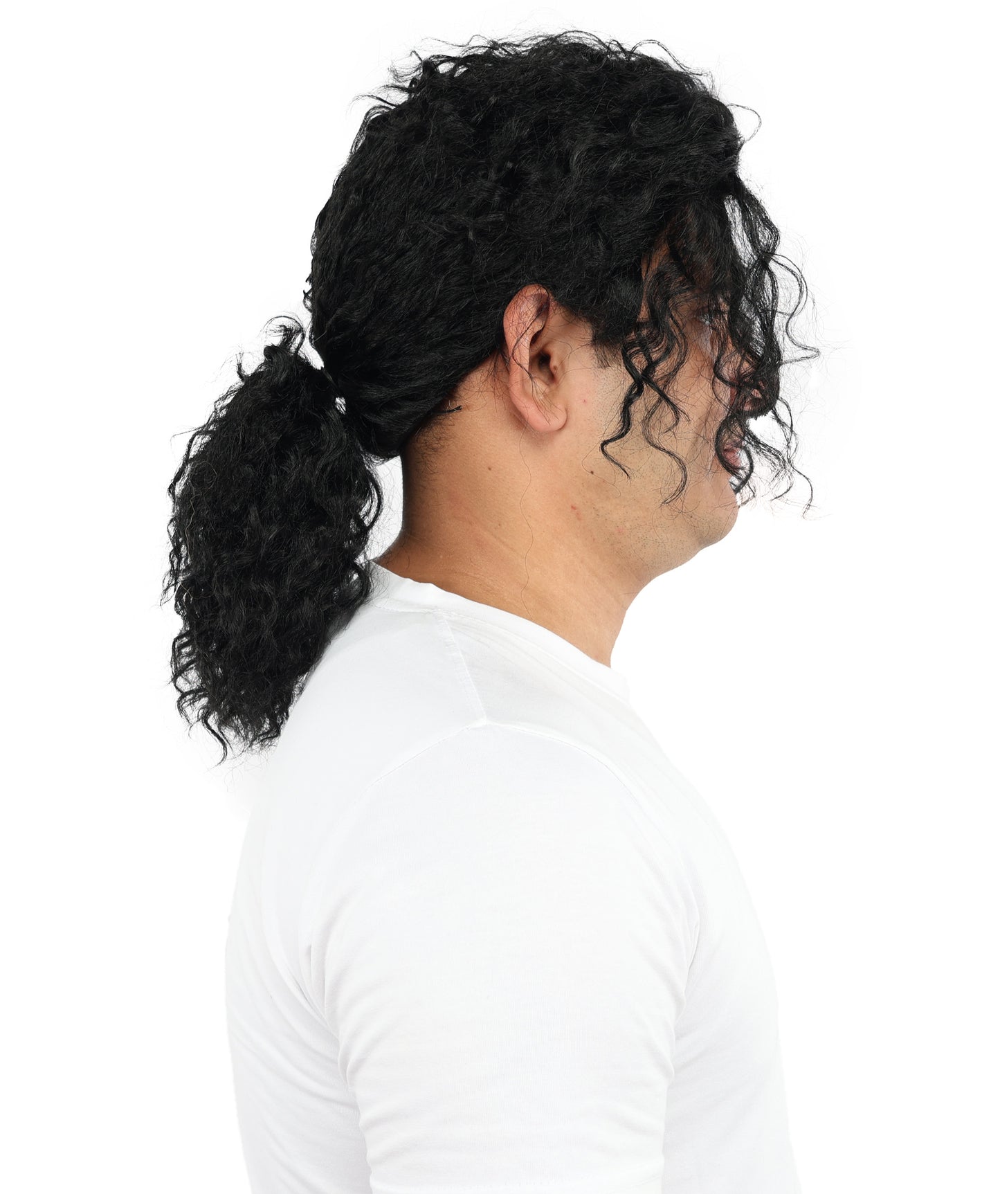 Wigs2you H-7122 大人男性用 ブラック ポップスター ミディアム カール ウィッグ - 自然な質感の合成毛 | コスプレ、ステージパフォーマンス、レトロテーマパーティーでよく使用されます