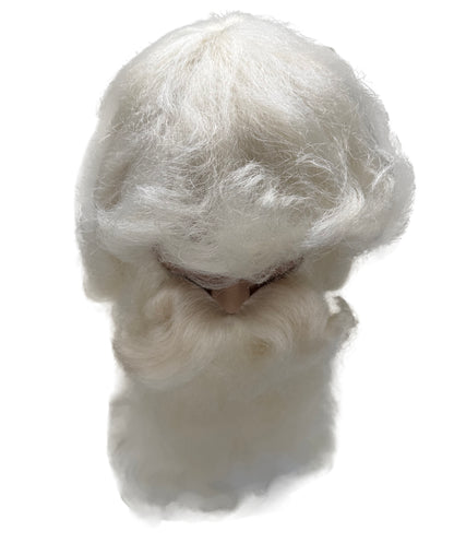Wigs2you H-7126大人用サンタクロースロングクリームホワイトウィッグ＆カールひげセット｜男性用超ロングホリデーウィッグ｜クリスマス、コスプレ、パーティー、イベントに最適な通気性のあるキャップレスキャップ