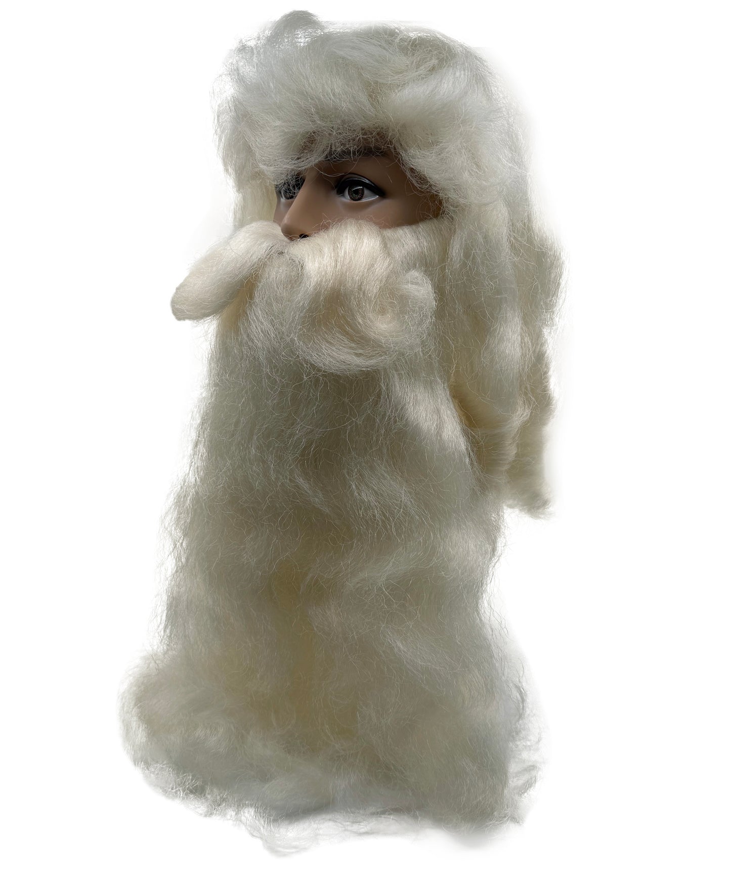 Wigs2you H-7126大人用サンタクロースロングクリームホワイトウィッグ＆カールひげセット｜男性用超ロングホリデーウィッグ｜クリスマス、コスプレ、パーティー、イベントに最適な通気性のあるキャップレスキャップ