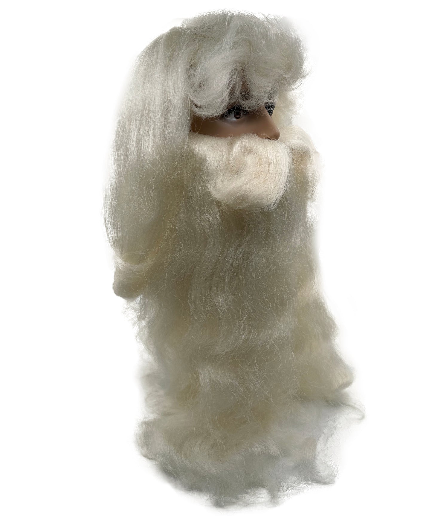 Wigs2you H-7126大人用サンタクロースロングクリームホワイトウィッグ＆カールひげセット｜男性用超ロングホリデーウィッグ｜クリスマス、コスプレ、パーティー、イベントに最適な通気性のあるキャップレスキャップ
