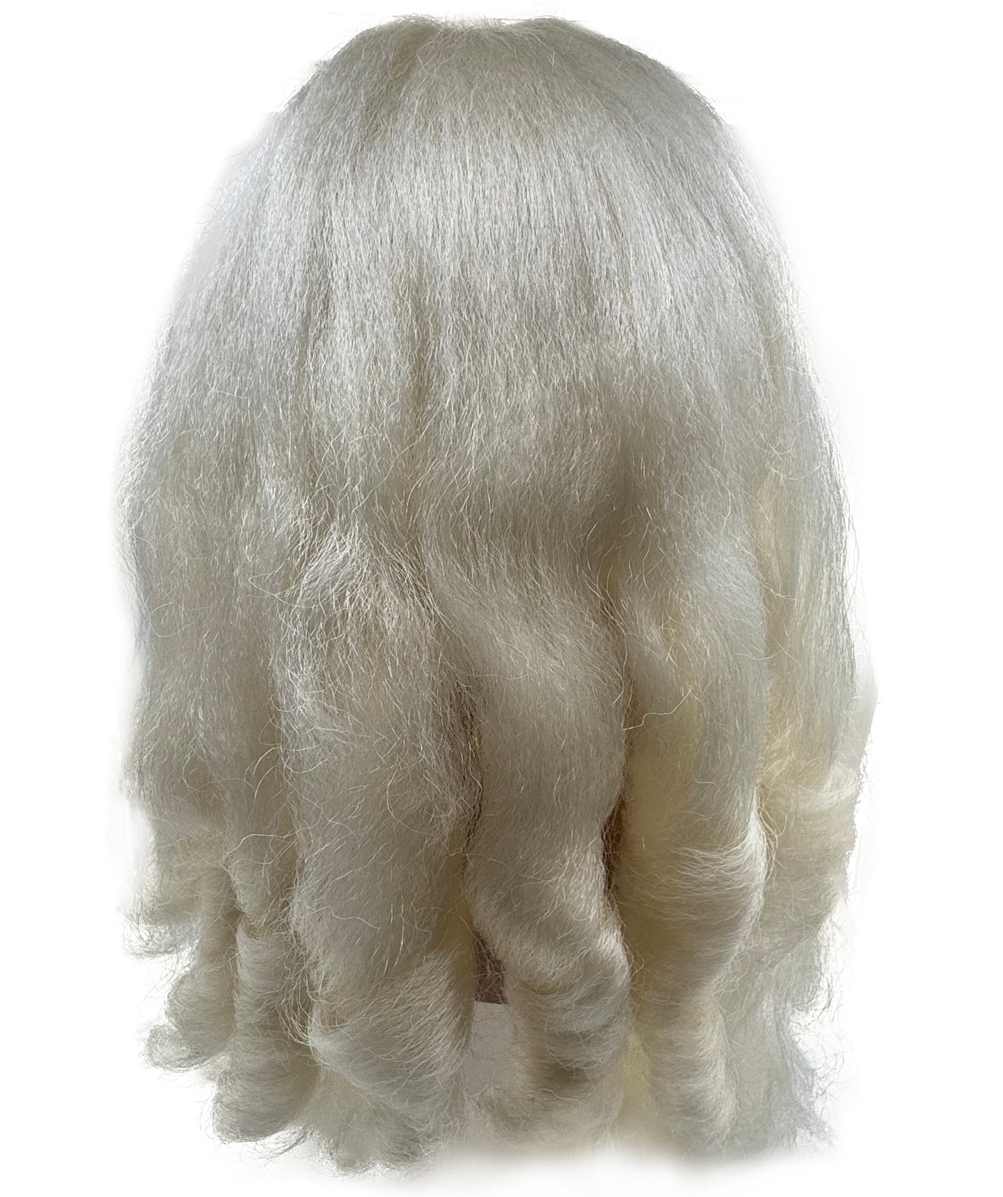 Wigs2you H-7126大人用サンタクロースロングクリームホワイトウィッグ＆カールひげセット｜男性用超ロングホリデーウィッグ｜クリスマス、コスプレ、パーティー、イベントに最適な通気性のあるキャップレスキャップ