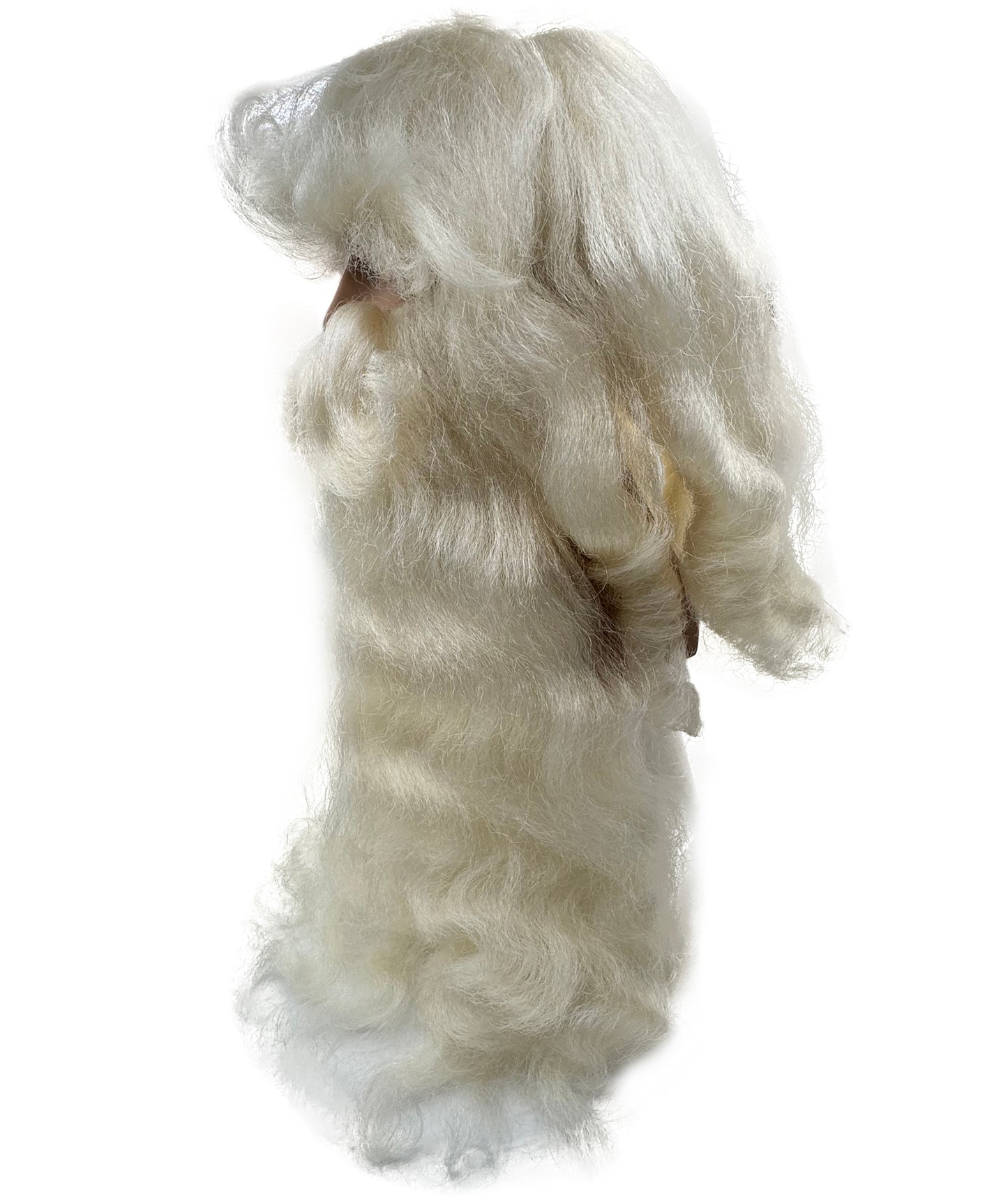 Wigs2you H-7126大人用サンタクロースロングクリームホワイトウィッグ＆カールひげセット｜男性用超ロングホリデーウィッグ｜クリスマス、コスプレ、パーティー、イベントに最適な通気性のあるキャップレスキャップ