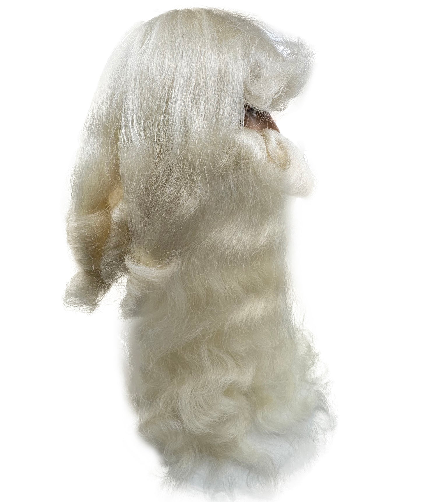 Wigs2you H-7126大人用サンタクロースロングクリームホワイトウィッグ＆カールひげセット｜男性用超ロングホリデーウィッグ｜クリスマス、コスプレ、パーティー、イベントに最適な通気性のあるキャップレスキャップ