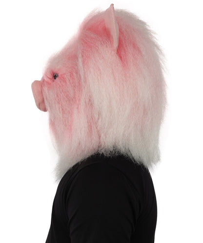 Wigs2you H-7127 大人用白とピンクの動物の毛皮モンスターウィッグとマスクセット（13インチヘッドマスク付き）｜コスプレ、演劇、ハロウィンパーティーにぴったりの、おもしろいふわふわブタ風衣装