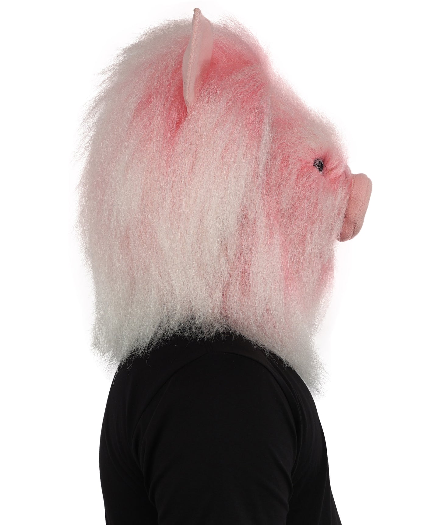 Wigs2you H-7127 大人用白とピンクの動物の毛皮モンスターウィッグとマスクセット（13インチヘッドマスク付き）｜コスプレ、演劇、ハロウィンパーティーにぴったりの、おもしろいふわふわブタ風衣装
