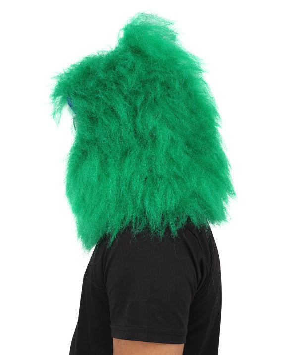 Wigs2you H-7128 大人用グリーンアニマルファーモンスターウィッグ（ヘッドマスク付き）。ハロウィンやコスプレに最適な、ウィッグとヘッドマスク付きのぬいぐるみマスコットスタイル。