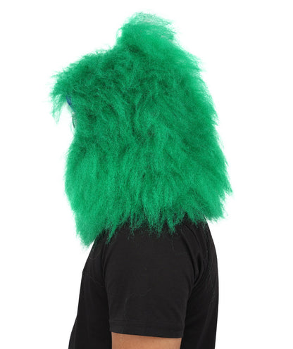 Wigs2you H-7128 大人用グリーンアニマルファーモンスターウィッグ（ヘッドマスク付き）。ハロウィンやコスプレに最適な、ウィッグとヘッドマスク付きのぬいぐるみマスコットスタイル。