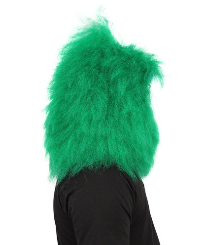 Wigs2you H-7128 大人用グリーンアニマルファーモンスターウィッグ（ヘッドマスク付き）。ハロウィンやコスプレに最適な、ウィッグとヘッドマスク付きのぬいぐるみマスコットスタイル。