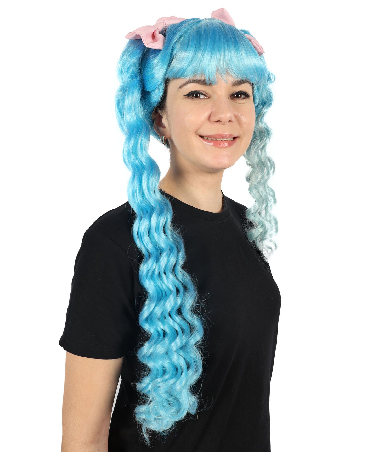 Wigs2you H-7133 女性用アメリカ人歌手風ロングカーリーウィッグ（リボン付き）｜ハロウィン＆コスプレ用ウィッグ｜難燃性合成繊維