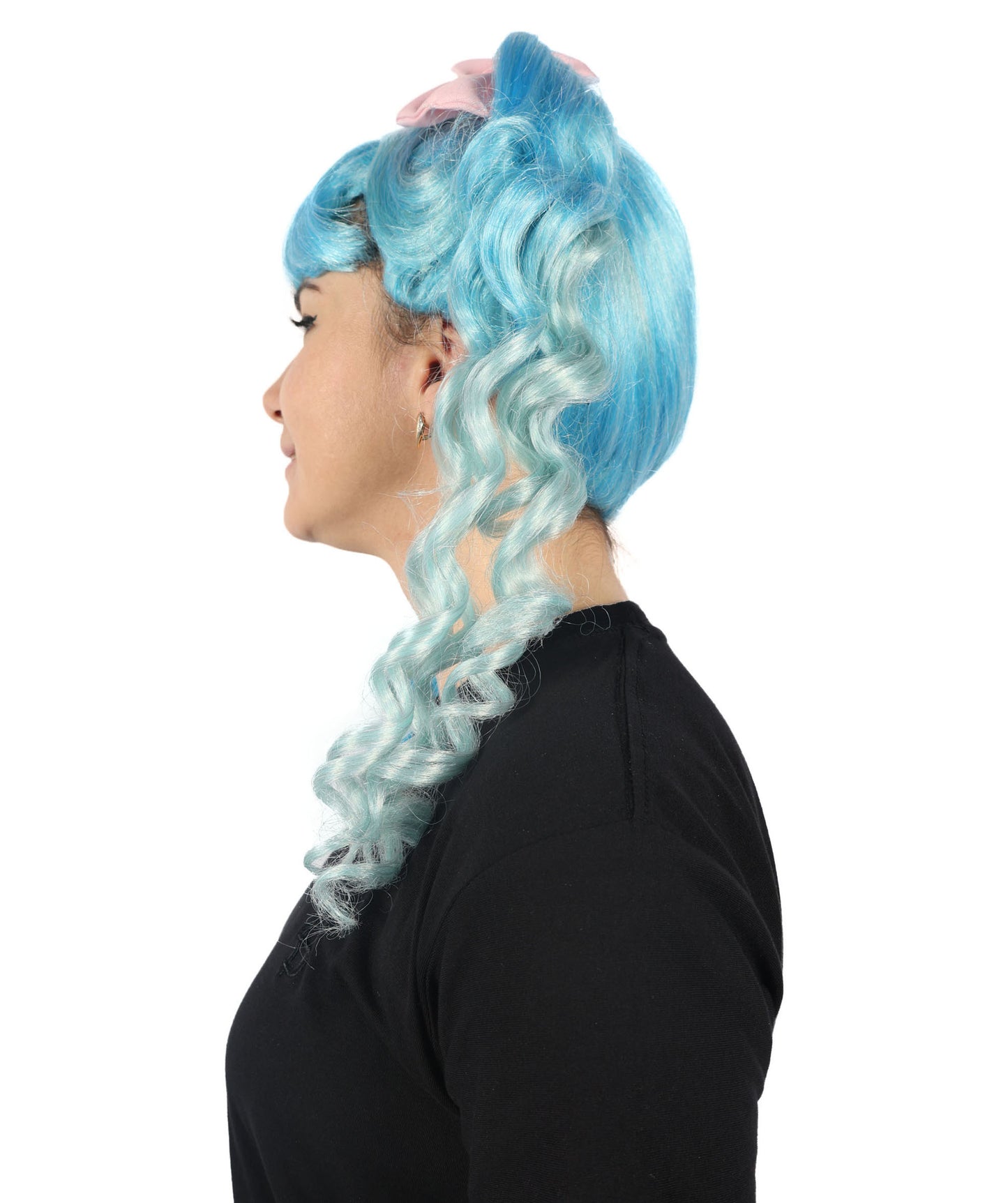 Wigs2you H-7133 女性用アメリカ人歌手風ロングカーリーウィッグ（リボン付き）｜ハロウィン＆コスプレ用ウィッグ｜難燃性合成繊維