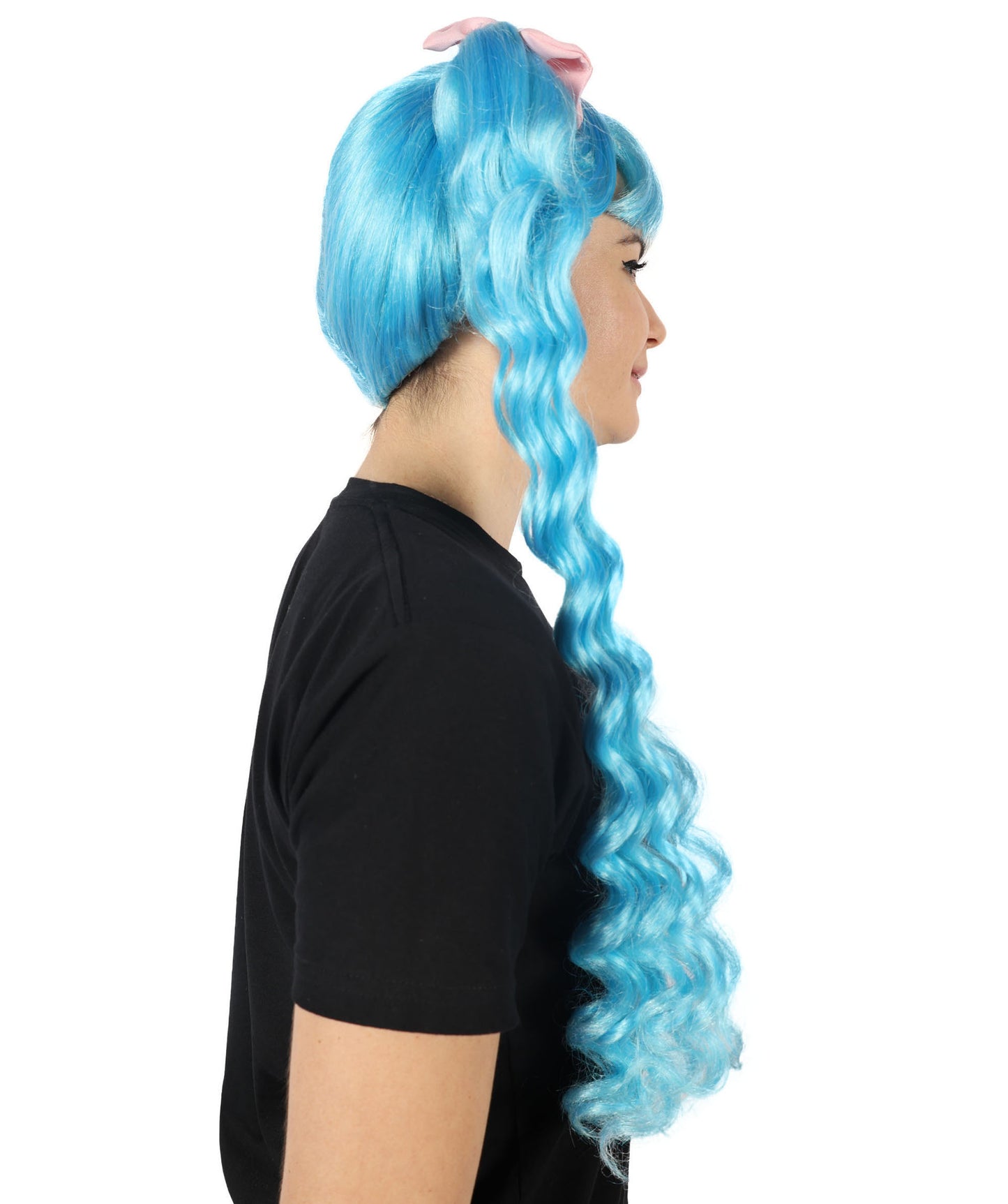 Wigs2you H-7133 女性用アメリカ人歌手風ロングカーリーウィッグ（リボン付き）｜ハロウィン＆コスプレ用ウィッグ｜難燃性合成繊維
