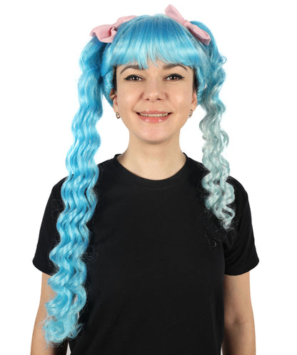 Wigs2you H-7133 女性用アメリカ人歌手風ロングカーリーウィッグ（リボン付き）｜ハロウィン＆コスプレ用ウィッグ｜難燃性合成繊維