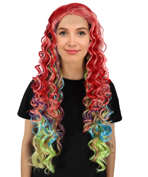 Wigs2you H-7135 女性向け映画風ロングマルチカラーカーリーウィッグ｜ハロウィン＆コスプレウィッグ｜難燃性合成繊維