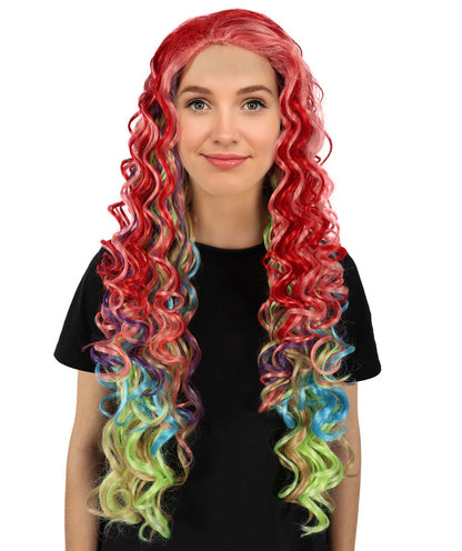 Wigs2you H-7135 女性向け映画風ロングマルチカラーカーリーウィッグ｜ハロウィン＆コスプレウィッグ｜難燃性合成繊維