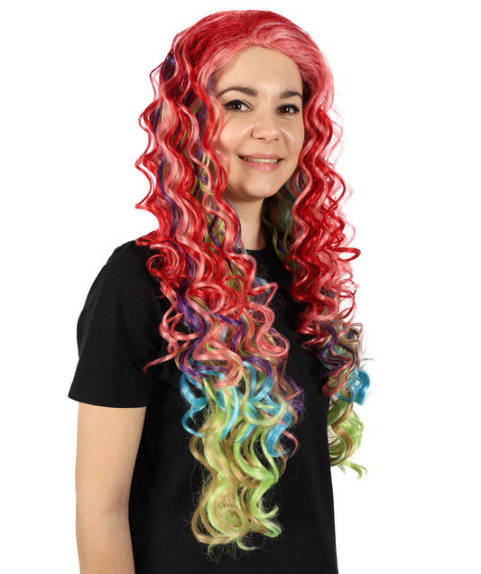 Wigs2you H-7135 女性向け映画風ロングマルチカラーカーリーウィッグ｜ハロウィン＆コスプレウィッグ｜難燃性合成繊維