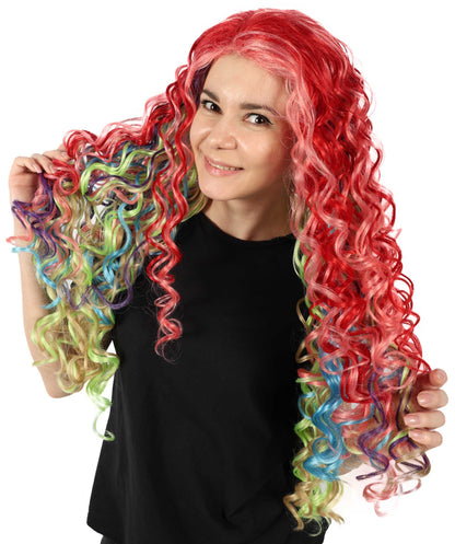 Wigs2you H-7135 女性向け映画風ロングマルチカラーカーリーウィッグ｜ハロウィン＆コスプレウィッグ｜難燃性合成繊維