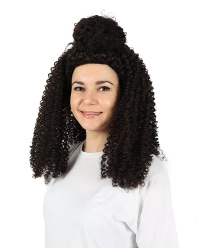 Wigs2you H-7136 女性用ボリュームたっぷりミディアムブラウンカーリーハーフアップウィッグ｜ハロウィン＆コスプレウィッグ｜難燃性合成繊維